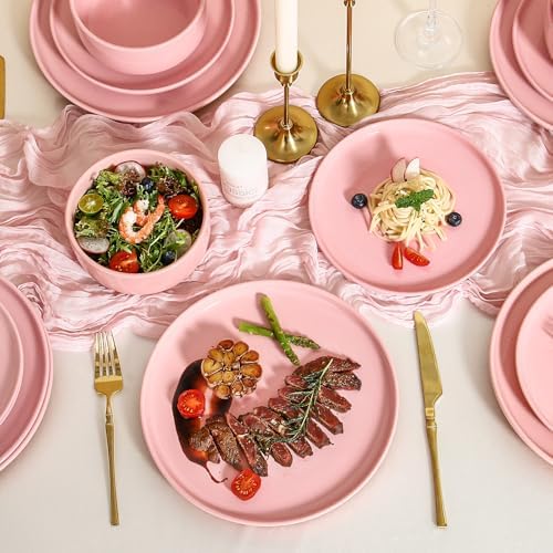 GZG Modern Art Series Speckled Stoneware Dinnerware Set, Blush Pink