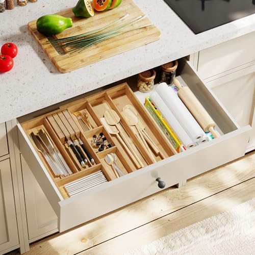 HOOBRO Large Silverware Organizer Kitchen Drawer Organizer, Magnetic