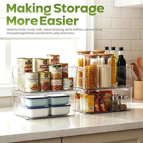 Utopia Home Plastic Stackable Storage Bins for Fridge, 8 Pack, Clear