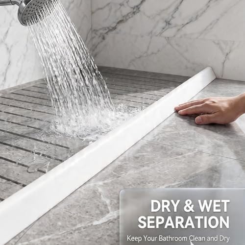 59Inch Collapsible Shower Threshold Water Dam, Silicone Water Barrier