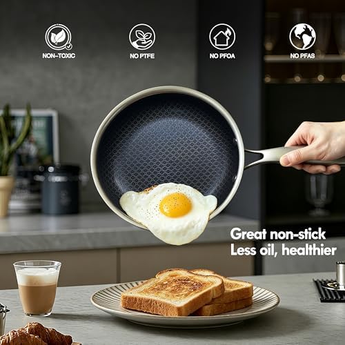 BRASA,3PCS,Nonstick Frying Pan Set,7.87in+9.45in+11.02in,Stainless Steel Pan Set,Skillet set Ceramic Nonstick Cookware set,Compatible Gas,Induction Dishwasher Safe PFOS,PFOA Free Frying Pan Set
