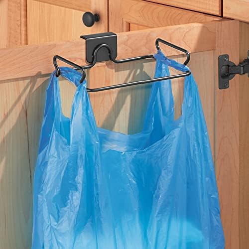 mDesign Over the Cabinet Metal Wire Small Garbage Container, Trash Bag