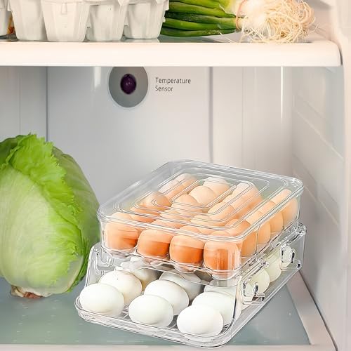 Cabilock PET Egg Storage Box Double Layer Automatic Rolling Dispenser