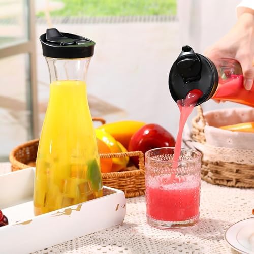 Xinnun 12 Pcs Plastic Carafe with Flip Top Lid, Clear, 20 oz