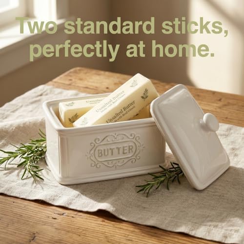 Large Hand-painted Ceramic Butter Dish With Lid LargeTAWCHES Butter
