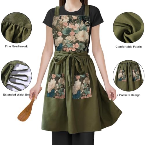 Aprons for Women with Pockets, Vintage Pinafore Apron for Kitchen