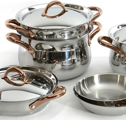 Berghoff Ouro Gold 17Pc Cookware Set,18/10 Stainless Steel,Metal Lids