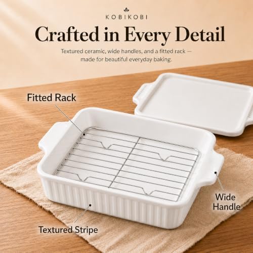 12"Square Baking Pans with Lid Sets of 2, with Roasting Racks