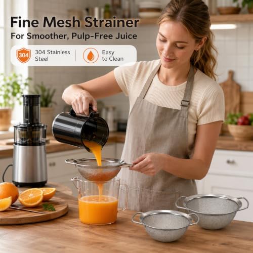 2 Pack Fine Mesh Juice Strainer for Juicing, Dual Handle 304 Stainless