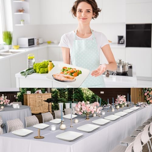 Irenare 12 Pcs 10 Inch Rectangular Salad Plates White Rectangular