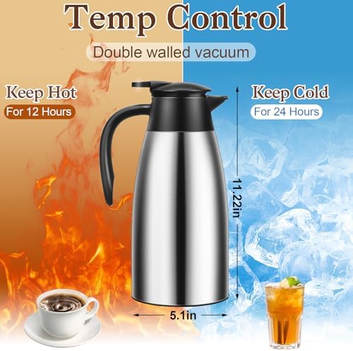 Essenya 2 PCS 68 OZ Thermal Coffee Carafe, Insulated Stainless Steel