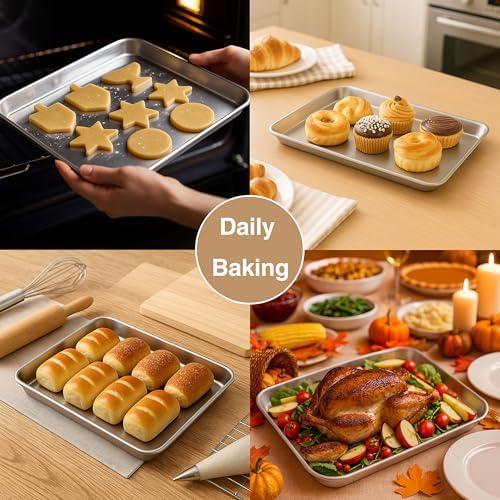 Aspire Stainless Steel Baking Sheet Cookie Pan Tray Set, 4 Sizes