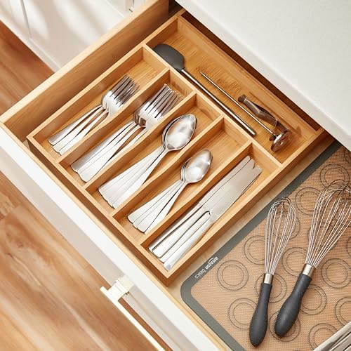 Amazon Basics 20-Piece Stainless Steel Flatware Set with Square Edge