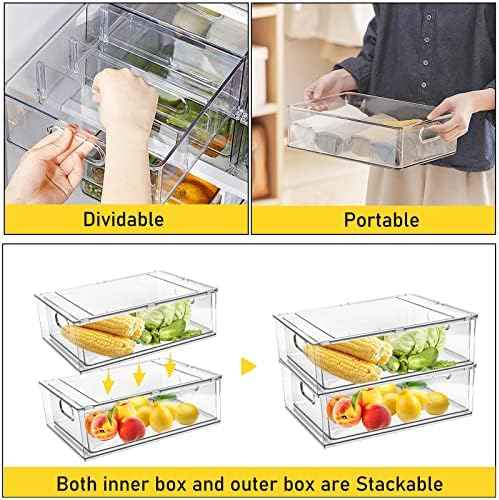 4 Pack Refrigerator Organizer Bins, 2 Large + 2 Small