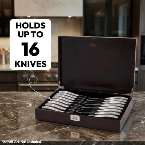 Pine Wood Knife Lock Box, 16 Knives