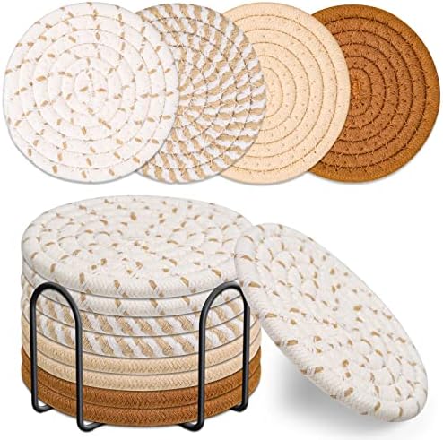 Mckanti Drink Coasters Set of 8, 4 Colors Absorbent Coasters for