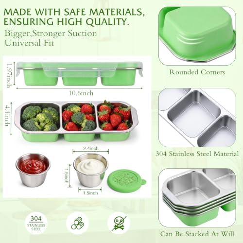 FoldTier 2 Set Stainless Steel Snack Container with Condiment Cup