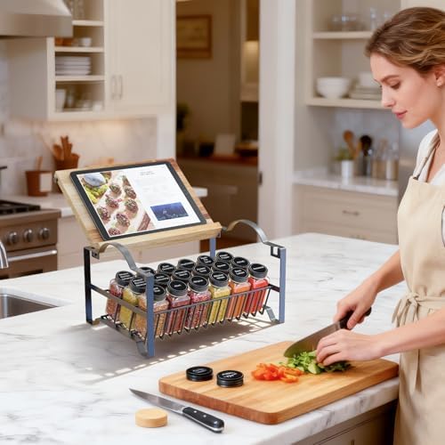 Joben Oligey 3 Tier Spice Rack Organizer with Bamboo Top Tablet