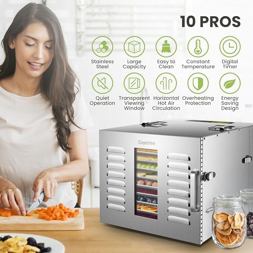 Commercial 10-Tray Stainless Steel Food Dehydrator