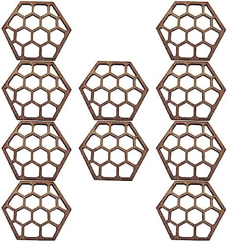 Alipis Honeycomb Wooden Coasters Set of 10 3.93X3.14 Inch Lightweight