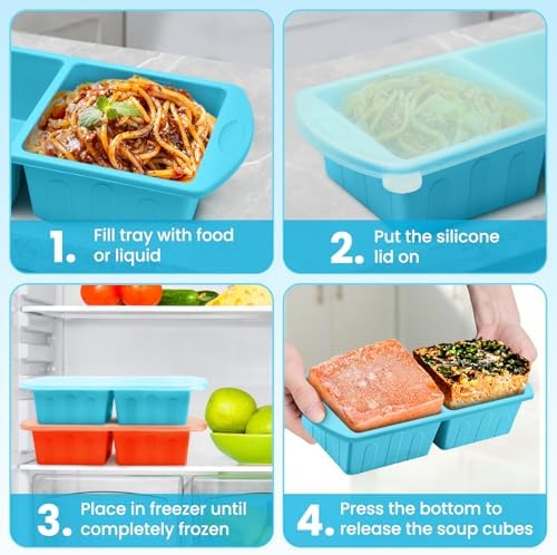 2 Pack Silicone Freezer Trays With Lid For Easy Storage Silicone Soup