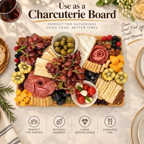 Bulk Wholesale Set of 6 Bamboo Cutting Boards, 18x12 XL, Juice Groove