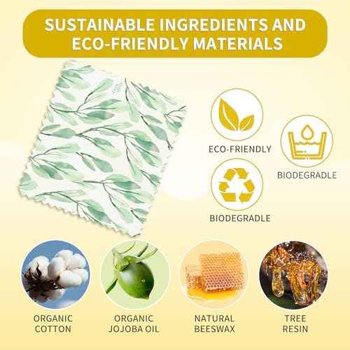 9-Pack Beeswax Food Wraps, 5S 3M, 1L