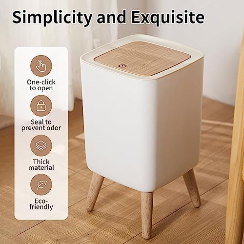 WanWanKa Mini Trash Can, 2.6 Gallon, White