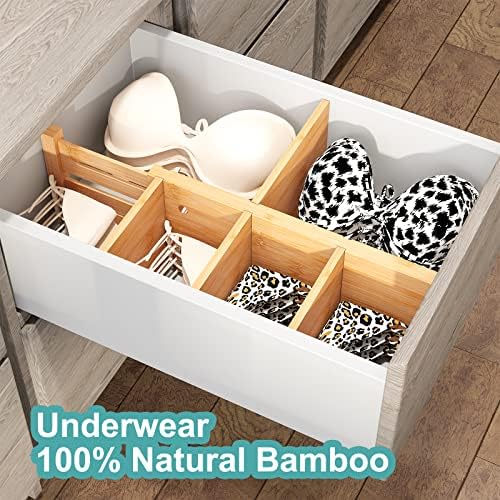 4.4" High Drawer Dividers with Inserts, Bamboo Drawer Dividers for
