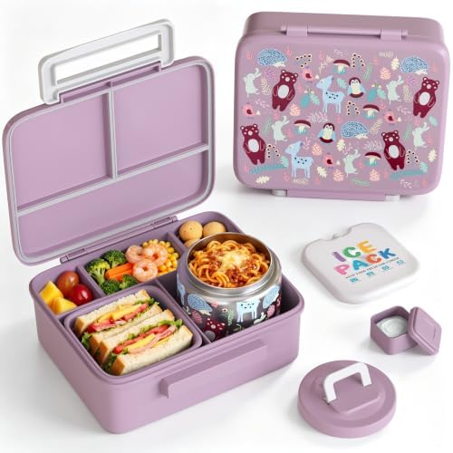 Kids Lunch Bento Box with 8oz Thermo/Ice Pack, BPA-Free, for School