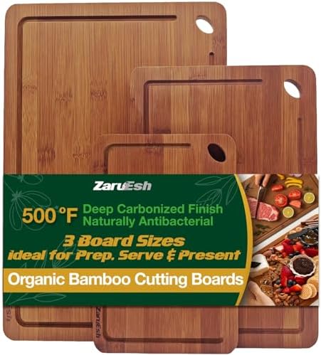 Bamboo Chopping Board, Durable Chopping Board Bamboo with Deep Juice