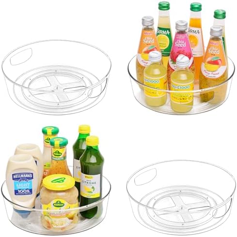 Guzon 4 Pack Lazy Susan Turntable, 10 Inch Rotating Organizer with Handles