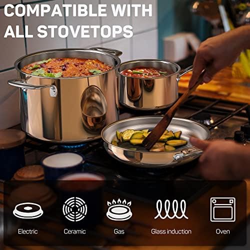 Ciwete 10-PC18/10 Stainless Steel Pots and Pans Set & 2 qt Saucepan