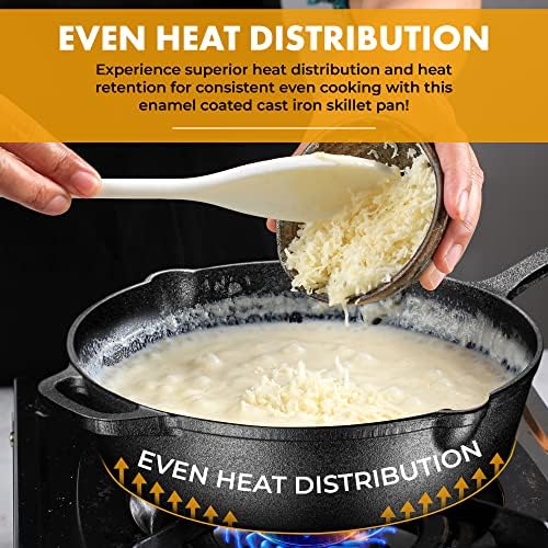 Bruntmor 5 Qt Cast Iron Sauté Pan with Lid