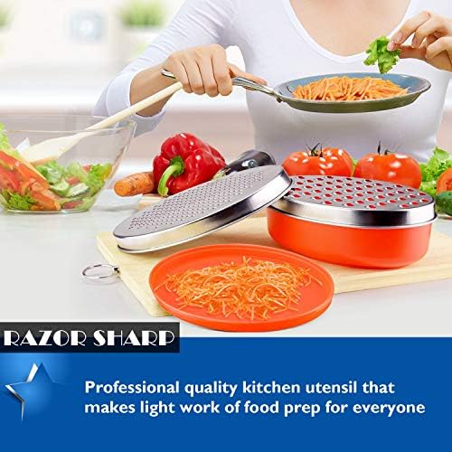 Cheese Grater and Lemon Zester with Container, Red