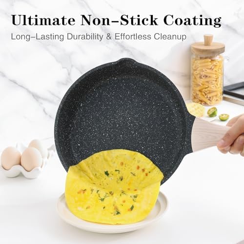 Kordisen Nonstick Frying Pan Skillet Set with Lid (8/9.5/11 Inch)