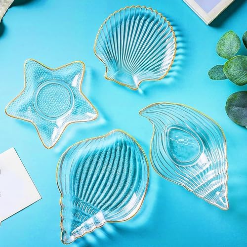 4-Piece Glass Salad Bowl Set, Glass Mixing Bowls, Ocean Series