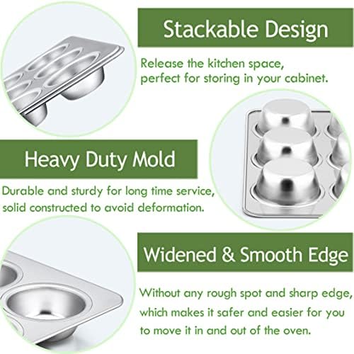 Herogo 12-Cup Stainless Steel Muffin Pan Tin for Baking
