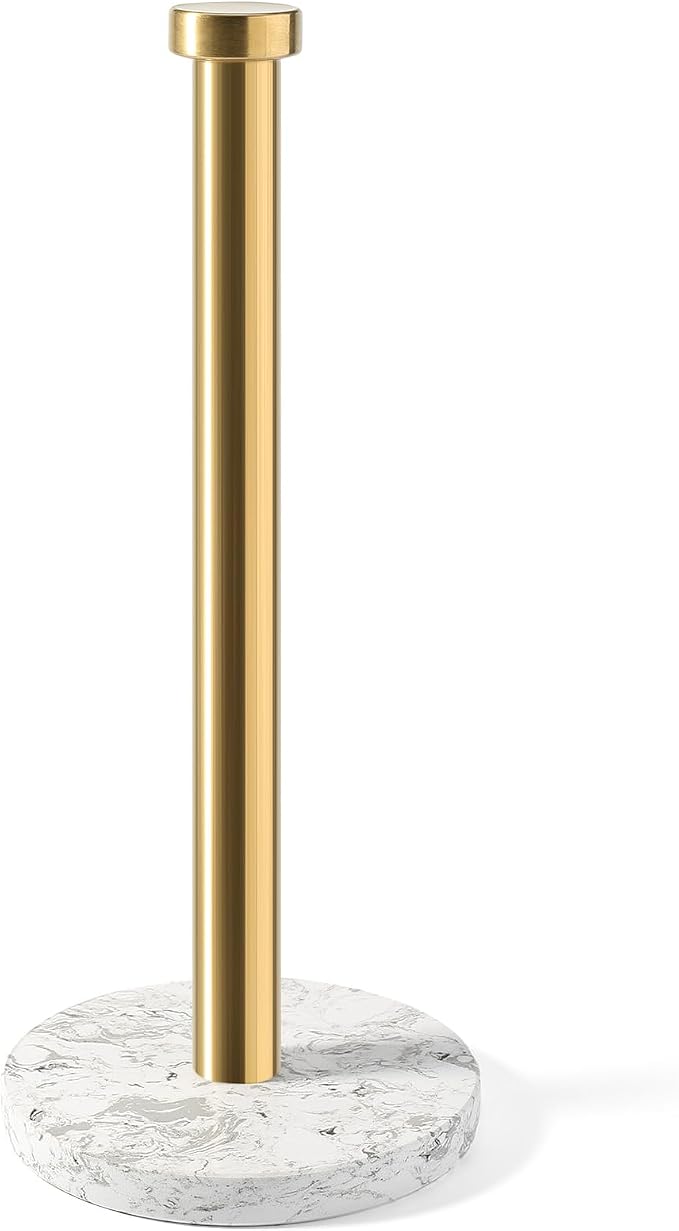 Koville Paper Towel Holder Countertop, Marble and Brass Standing Paper Roll by Koville