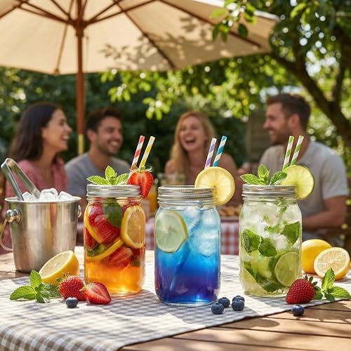 12 Pack 32 oz Wide Mouth Mason Jars with Airtight Lids