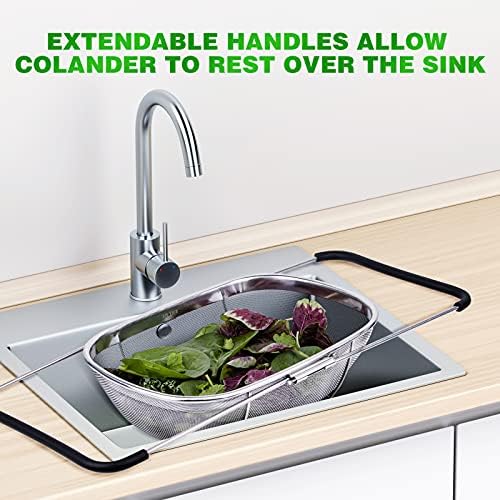 Tiawudi 6-Quart Over-the-Sink Colander, Stainless Steel