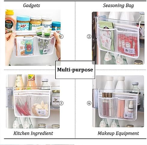 3PCS Refrigerator Door Organizer Set, Fridge Hanging Mesh Bag for