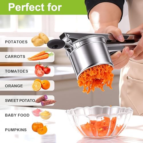 Potato Ricer Stainless Steel, Potato Masher for Fluffy Mashed Potatoes