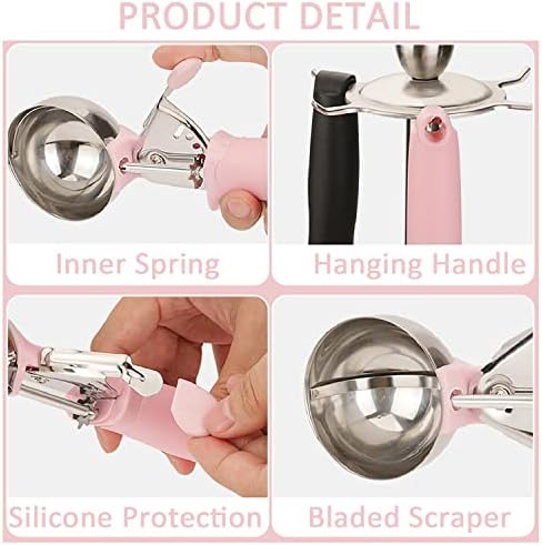 2 Pack Ice Cream Scoop Cookie Dough Scoop With Trigger Pink Handle for
