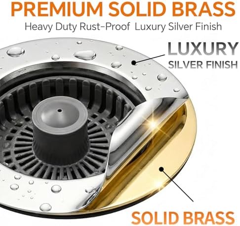 Solid Brass Kitchen Sink Drain Strainer Stopper, 3-1/2 Inch