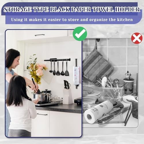 Black Self-Adhesive Under Cabinet Paper Towel Holder