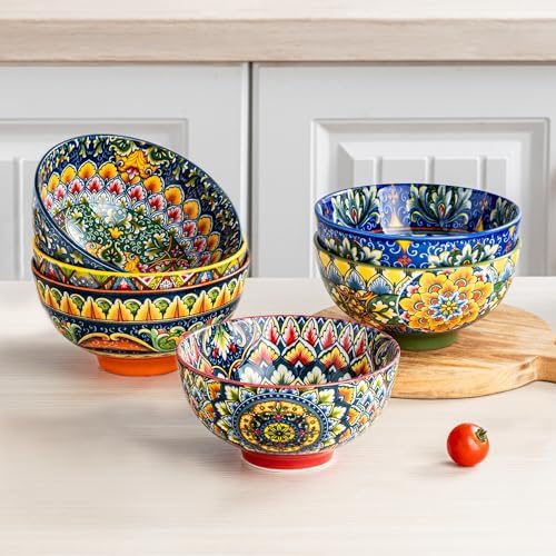 Henten Home Ceramic 5 oz Dipping Bowls, Boho Sauce Bowl Set of 6