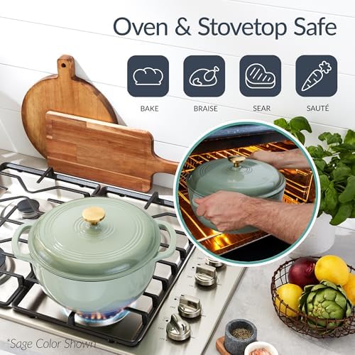 Best Choice Products 6-Piece Cast Iron Cookware Set, Ceramic Coated 6Qt Dutch Oven, 2Qt Skillet W/Lid, 10" Grill Pan W/Press, Non-toxic, Heavy Duty, Gas/Induction Compatible, PFAS Free - Red