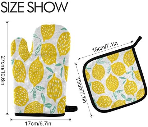 QMXO Tropical Leomen Pattern Oven Mitts Quilted Cotton Lining