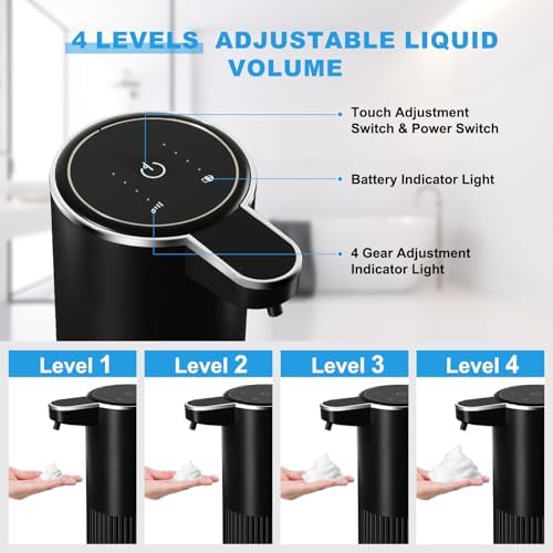 RYTOXILO Automatic Foaming Soap Dispenser, 2 Pack Black Touchless Foam
